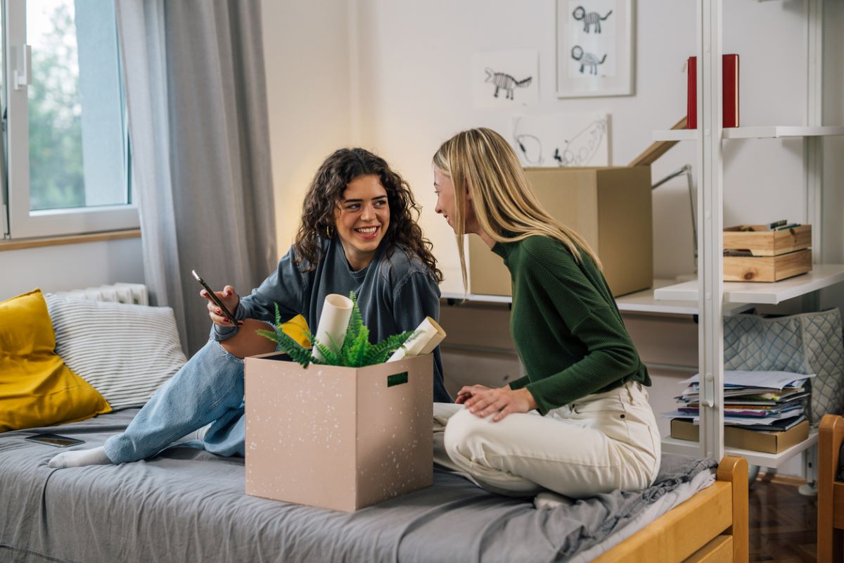 Female students in dorm room